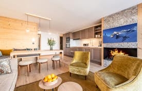 Magnifique salle à manger ouverte appartement de luxe aux pieds des pistes Sipo Alpe d'Huez