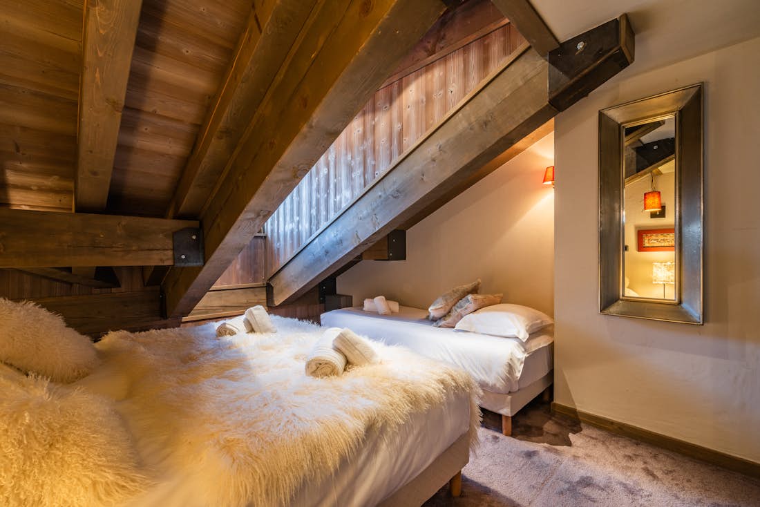 Bright bedroom kids luxury ski in ski out apartment Tiama Courchevel 1850