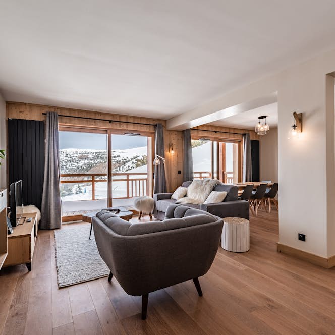 Alpe d’Huez location - Appartement Fagus - Salon élégant appartement de luxe aux pieds des pistes Juglans Alpe d'Huez