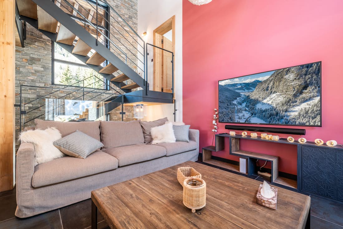 Morzine accommodation - Chalet Azobe - Cosy alpine living room in family Chalet Azobe Morzine