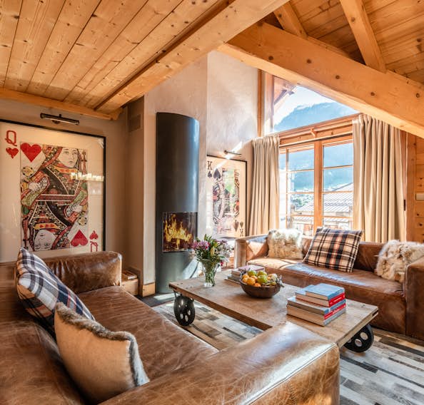 Charmant Salon style alpin appartement de luxe au ski Garapa Morzine