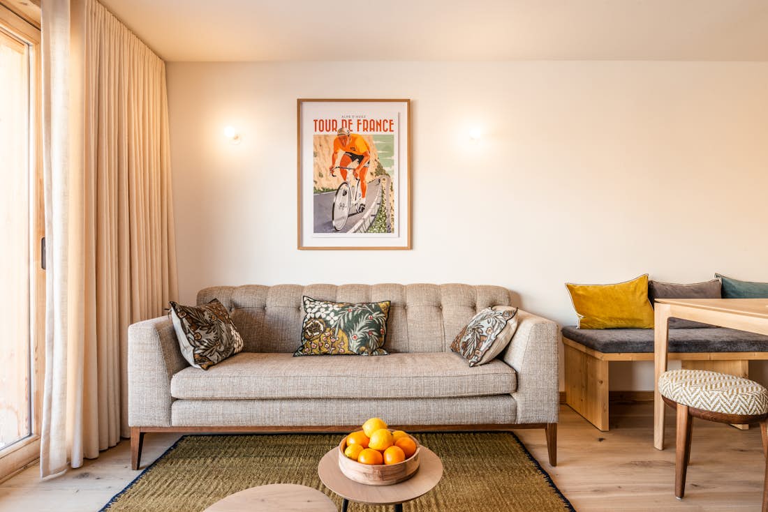Salon design et tout confort appartement de luxe aux pieds des pistes Sipo Alpe d'Huez