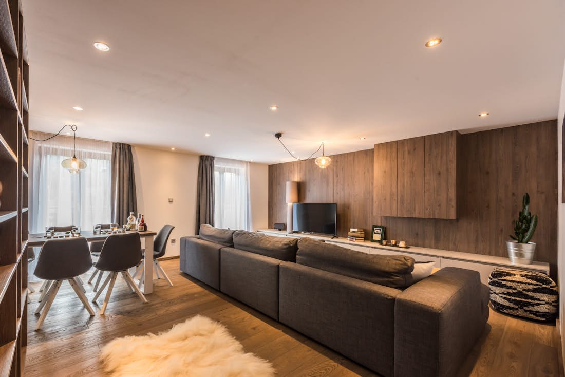 Modern living room luxury ski apartment Sugi Morzine