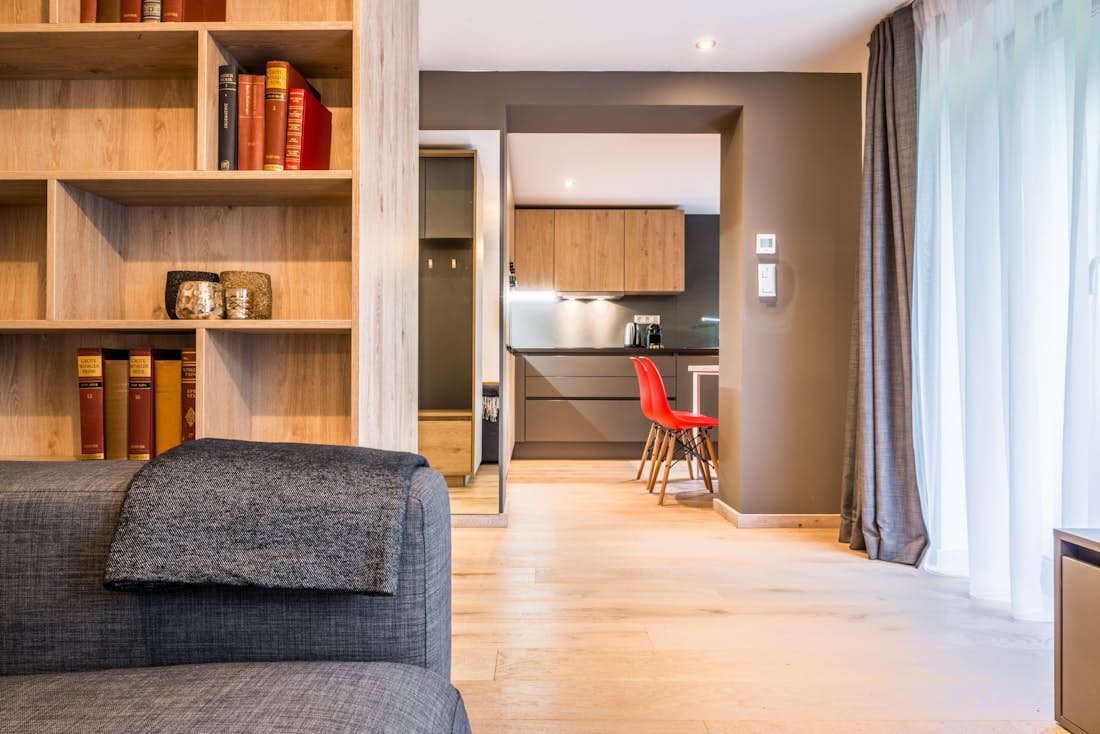 Alpine living room luxury hotel services apartment Karri Morzine