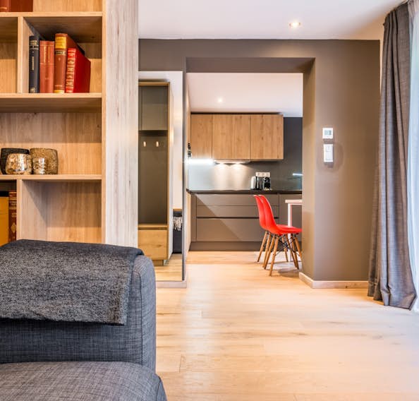 Salon moderne appartement de luxe avec services hôteliers Karri Morzine