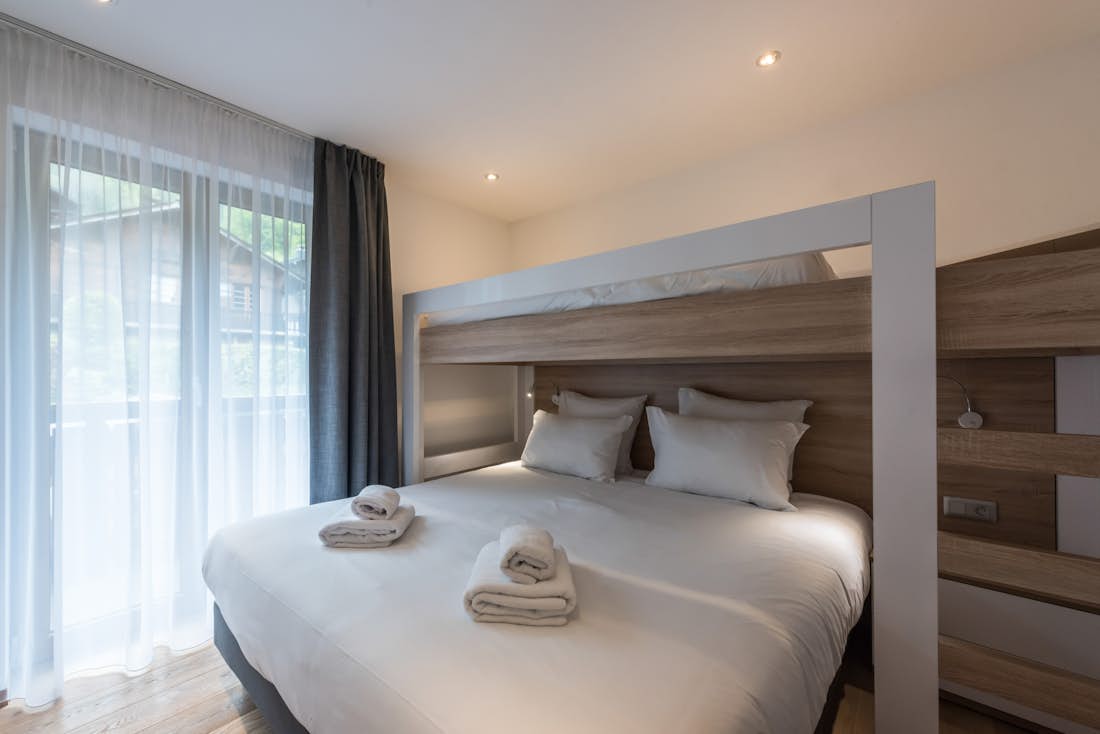 Double bedroom and mezzanine at Iroko accommodation in Morzine