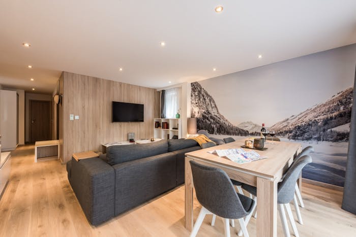 Alpine living room luxury family apartment Iroko Morzine