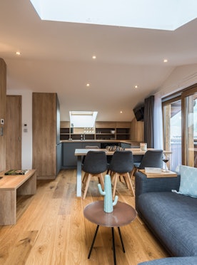 Alpine living room luxury ski apartment Takian Morzine