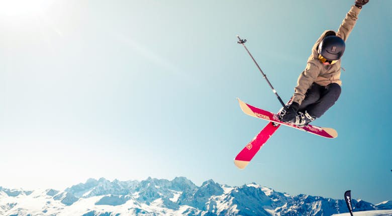 A skier in the air.