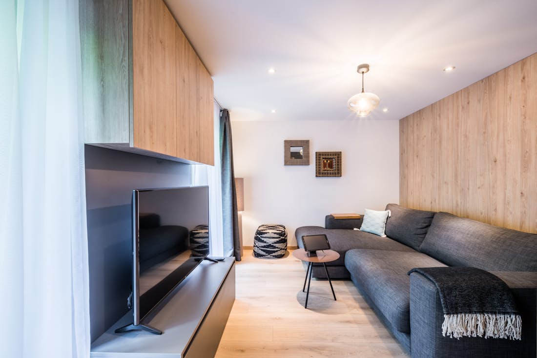 Contemporary living room luxury ski apartment Karri Morzine