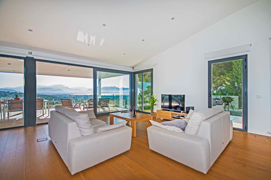 Spacious living room in mediterranean view villa Panoramica in Mallorca