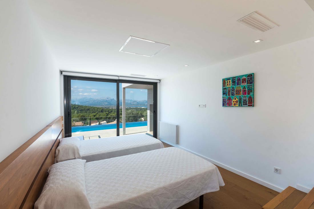 Cosy double bedroom landscape views Private pool villa Panoramica Mallorca
