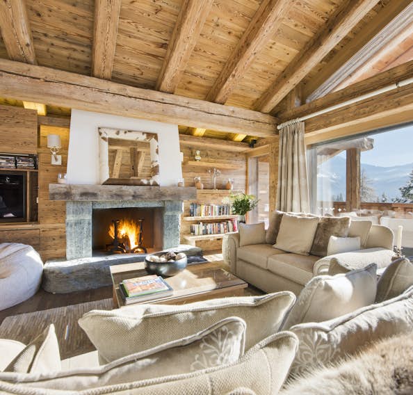 Verbier alojamiento - Atico Sherwood - Living room breathtaking views penthouse Sherwood Verbier