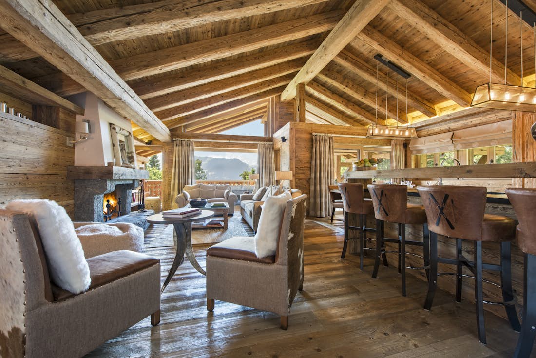 Verbier accommodation - Penthouse Sherwood - Living room with breathtaking views in penthhouse Sherwood in Verbier 
