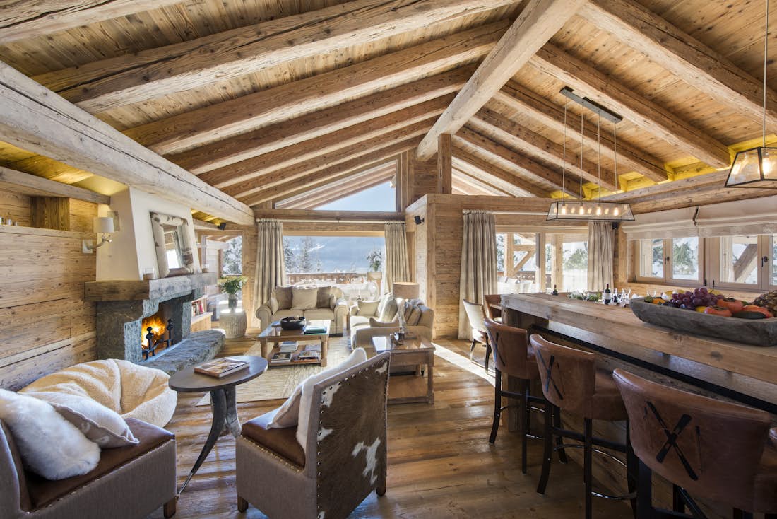 Verbier location - Appartement Sherwood - Living room with breathtaking views in penthhouse Sherwood in Verbier 