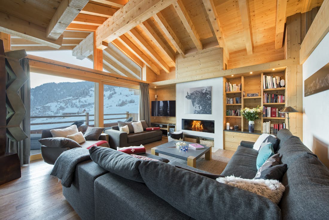 Verbier accommodation - Chalet Rock  - Spacious living room in Chalet Rock in Verbier 