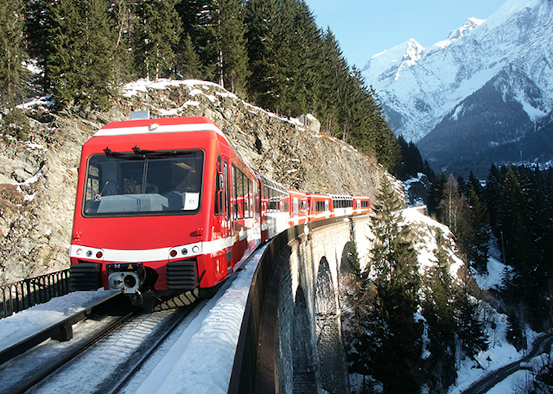 Mont Blanc Express train in the French Alps ski resorts