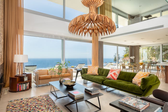 Spacious seaside living room mediterranean view villa Casa Nami Costa Brava