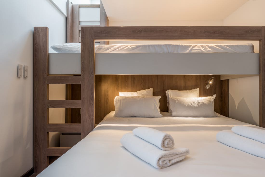 Morzine accommodation - Apartment Kauri - Double bed and mezzanine at ski apartment Kauri in Morzine