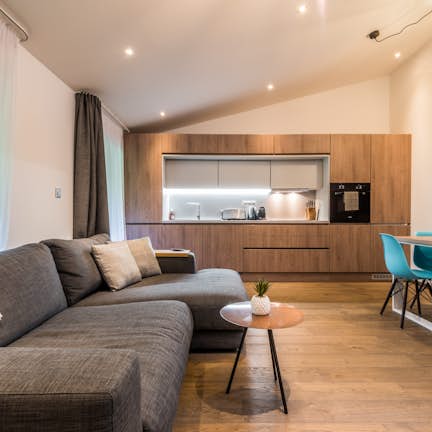 Alpine living room luxury family apartment Kauri Morzine
