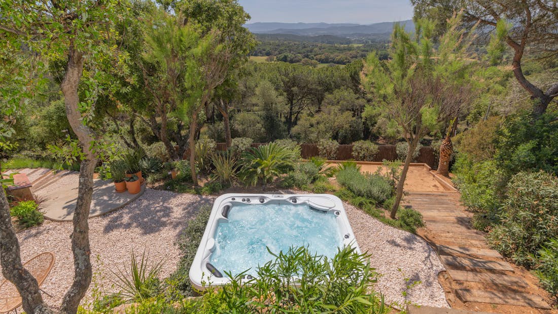 Outdoor hot tub mountain views mediterranean villa Casa Botanic Costa Brava