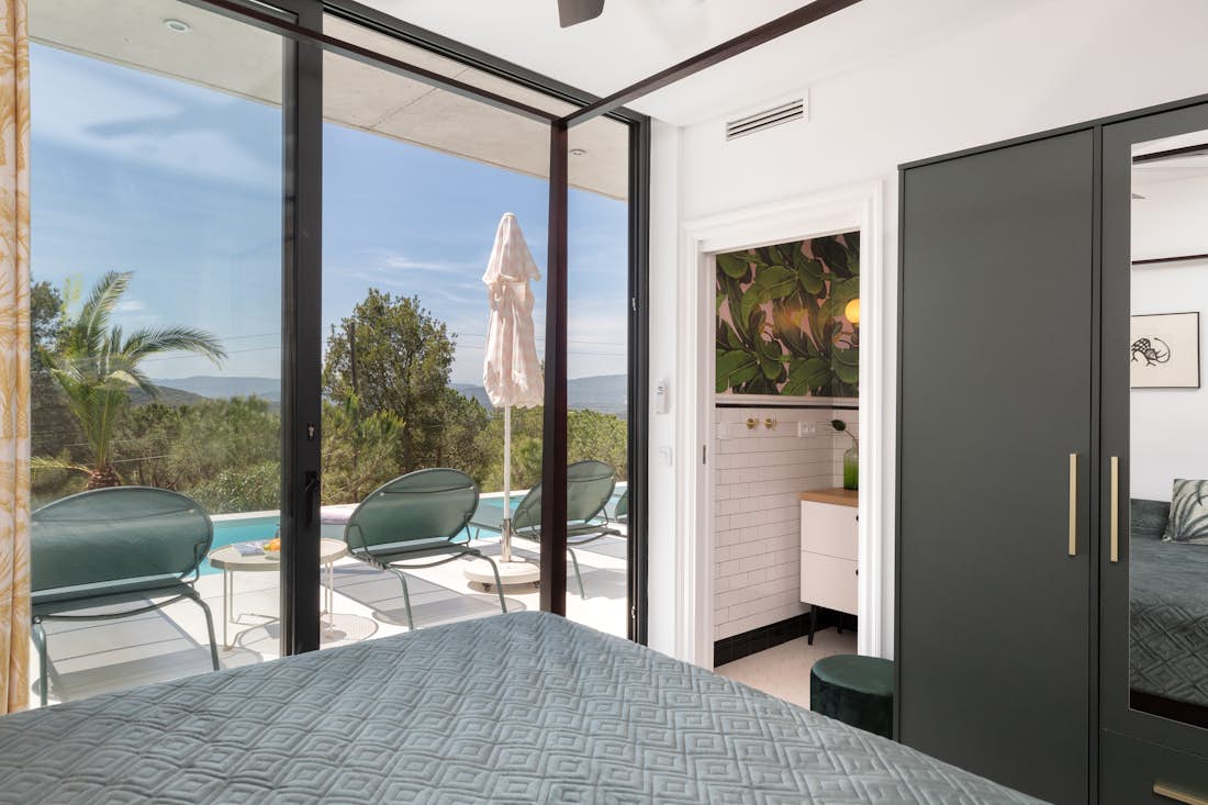 Costa Brava accommodation - Casa Botanic  - Luxury double ensuite bedroom with pool view at mediterranean villa Casa Botanic in Costa Brava