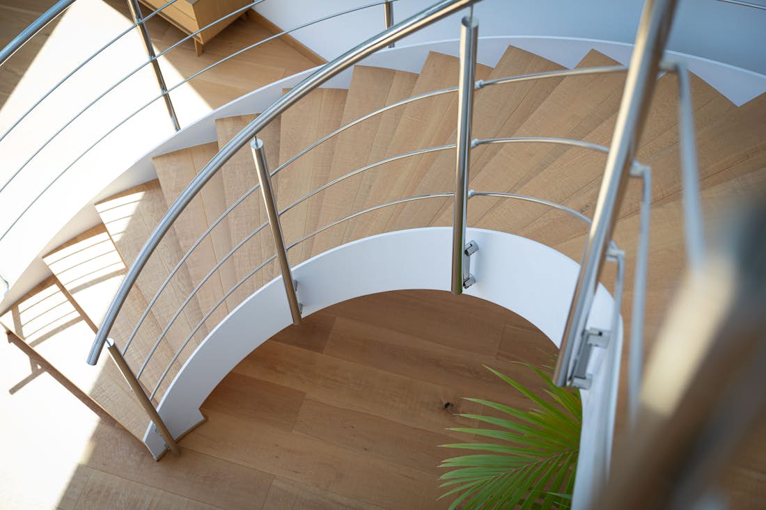 Spiral staircase feature luxury family Villa Dypsis Costa Brava