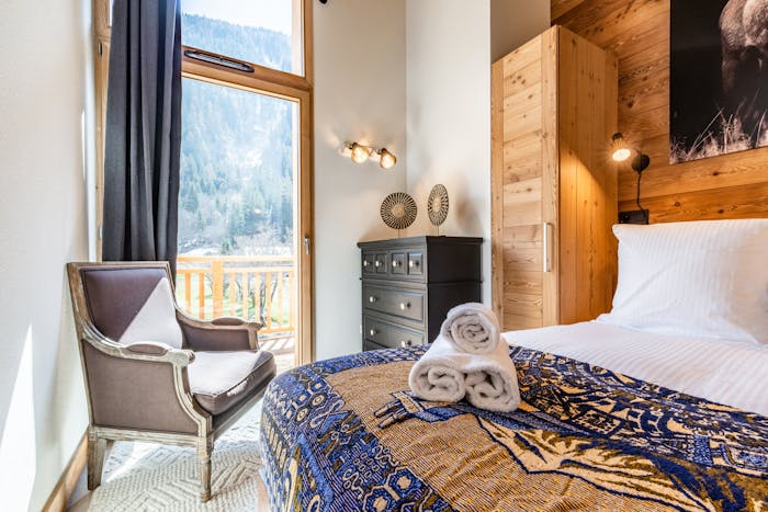 Chambre double luxueuse en-suite appartement Sapelli Chamonix