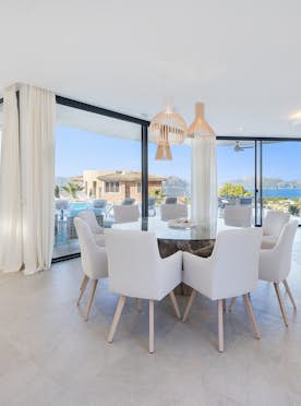 Majorque location - Villa Arc en ciel  - Belle salle à manger ouverte Villa Arc en Ciel  de luxe vue mer Mallorca