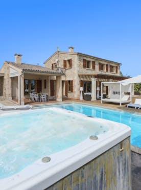 Outdoor hot tub mountain views Private pool villa Villa Oliva Mallorca