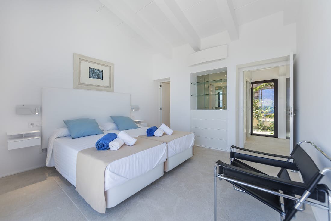 Cosy double bedroom landscape views beach access villa Seablue Mallorca