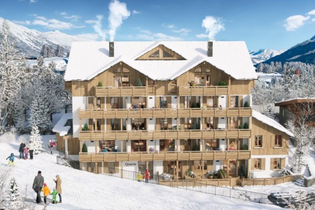 Alpe d’Huez accommodation - Quartz - Snowed facade of the Quartz building in Alpe d'Huez