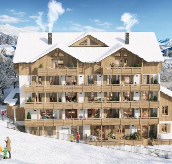 Alpe d’Huez location - Quartz - Snowed facade Quartz building Alpe d'Huez