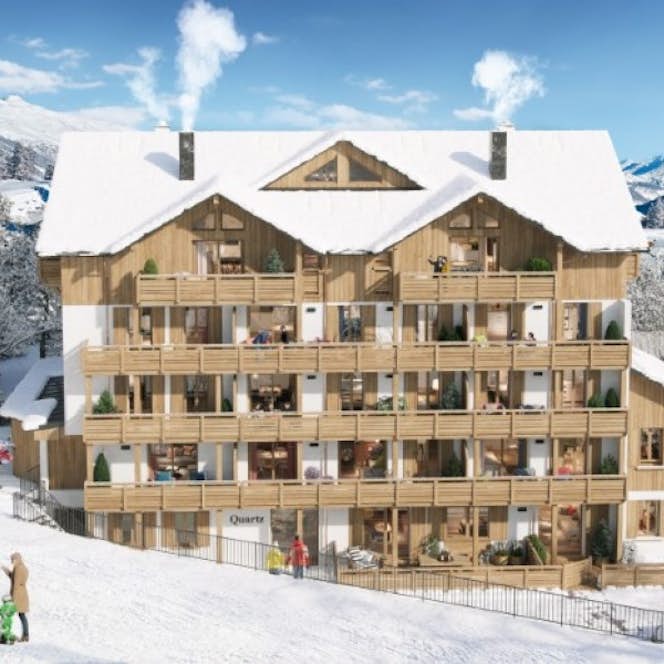 Alpe d’Huez accommodation - Quartz - Snowed facade Quartz building Alpe d'Huez