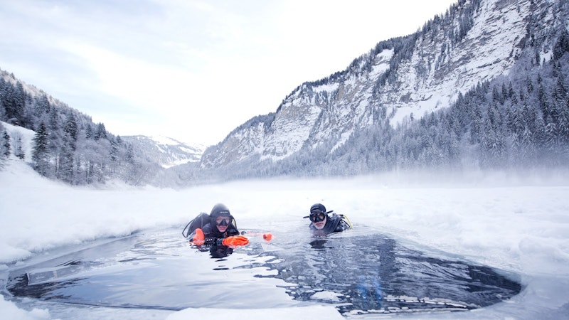 Ice diving on winter snow holidays for non-skiers 