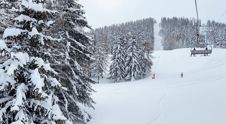 Ski lifts in the winter ski resort of La Plagne 