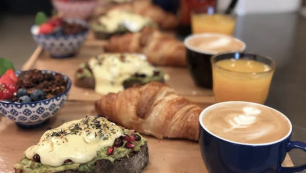 Brunch and breakfast spread in Arcus coffee cafe in Les Arcs