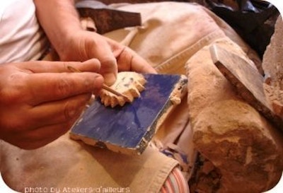 Zellige tile making at L'Atelier d'Ailleurs in Marrakech Zellige tile making at L'Atelier d'Ailleurs in Marrakech